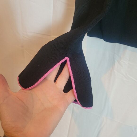 BCBG MaxAzria Y2K Button Up Preppy Cardigan Women Small Black Pink Dark Academia - Picture 6 of 13